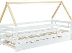 Cama tipo gavetão 90x200cm com base de ripas - cama cabine em madeira maciça - Branco