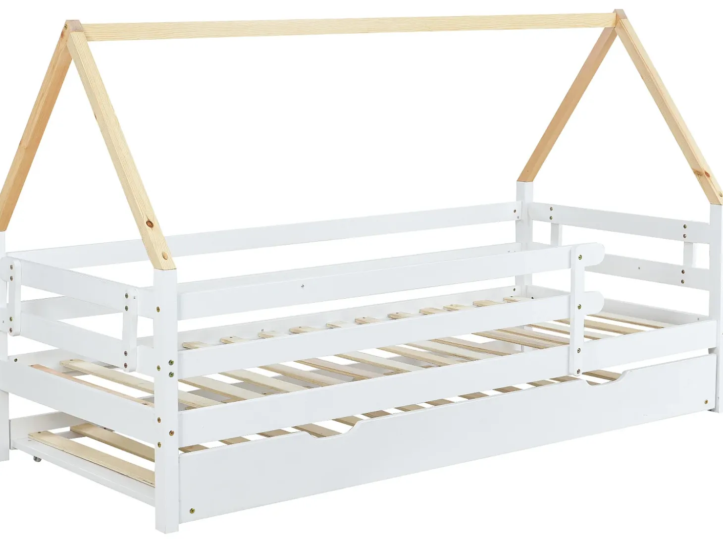 Cama tipo gavetão 90x200cm com base de ripas - cama cabine em madeira maciça - Branco