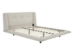 Cama 160x200 cm com cabeceira capitonê tecido bege - PENAVI