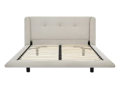 Cama 160x200 cm com cabeceira capitonê tecido bege - PENAVI