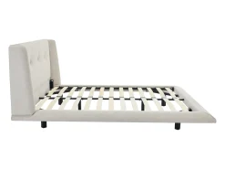 Cama 160x200 cm com cabeceira capitonê tecido bege - PENAVI