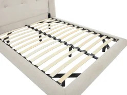 Cama 160x200 cm com cabeceira capitonê tecido bege - PENAVI