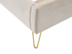 Cama 160x200 cm com cabeceira de cama ondulada veludo bege - SAGALI