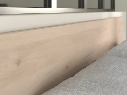 Cama 140x190/200 cm com espaços arrumação cor natural e preto + sommier + colchão KINSELIA