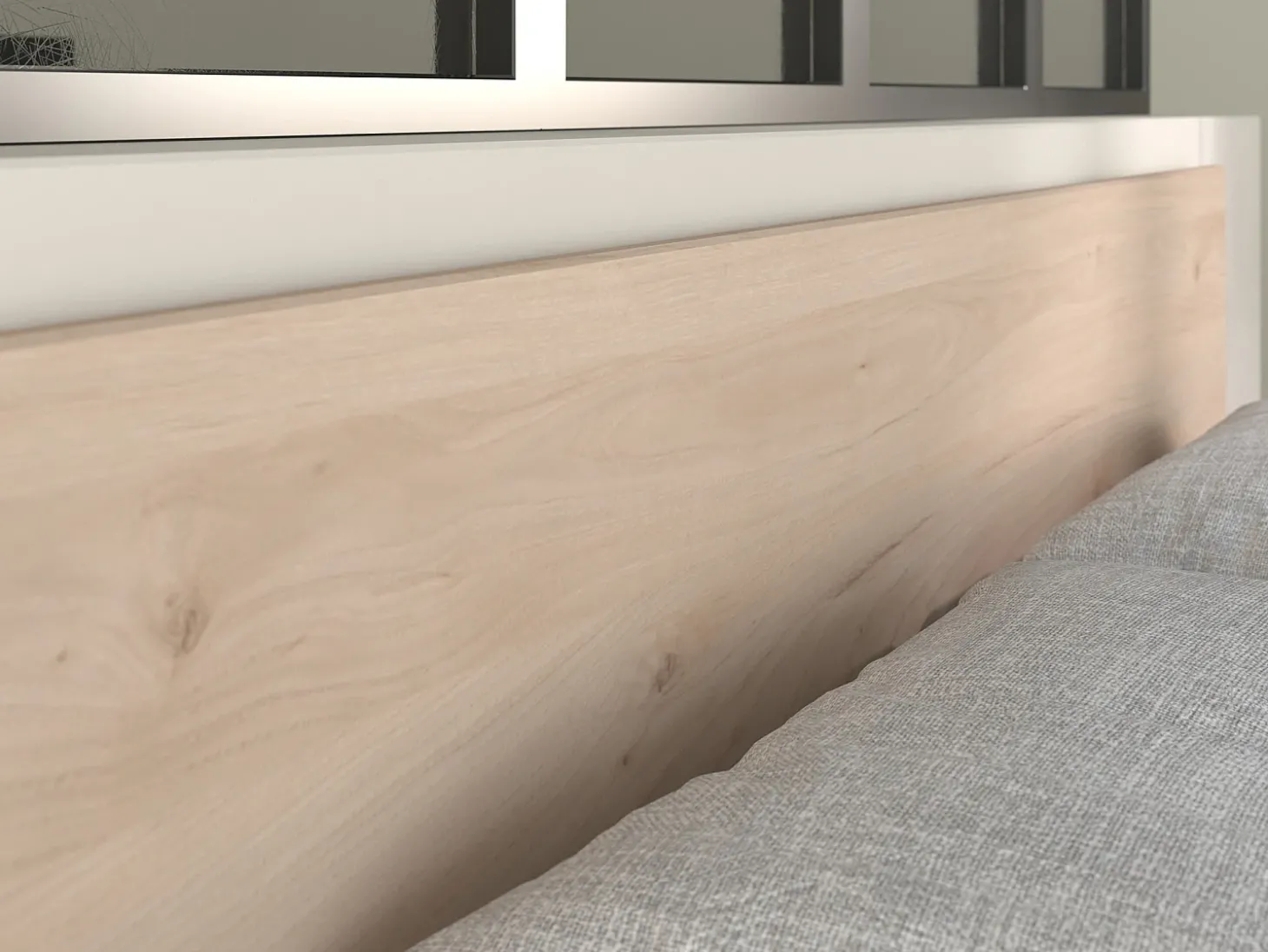 Cama 140x190/200 cm com espaços arrumação cor natural e preto + sommier + colchão KINSELIA