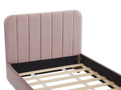 Cama 90x190 cm veludo com costuras verticais cor-de-rosa - ROGADI