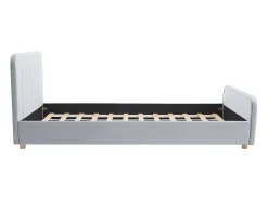 Cama 90x190 cm veludo com costuras verticais cinza - ROGADI