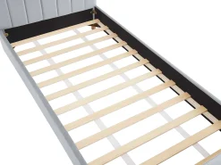 Cama 90x190 cm veludo com costuras verticais cinza - ROGADI