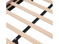 Cama 90x200cm estofada em veludo - com LED e base de ripas - Rosa
