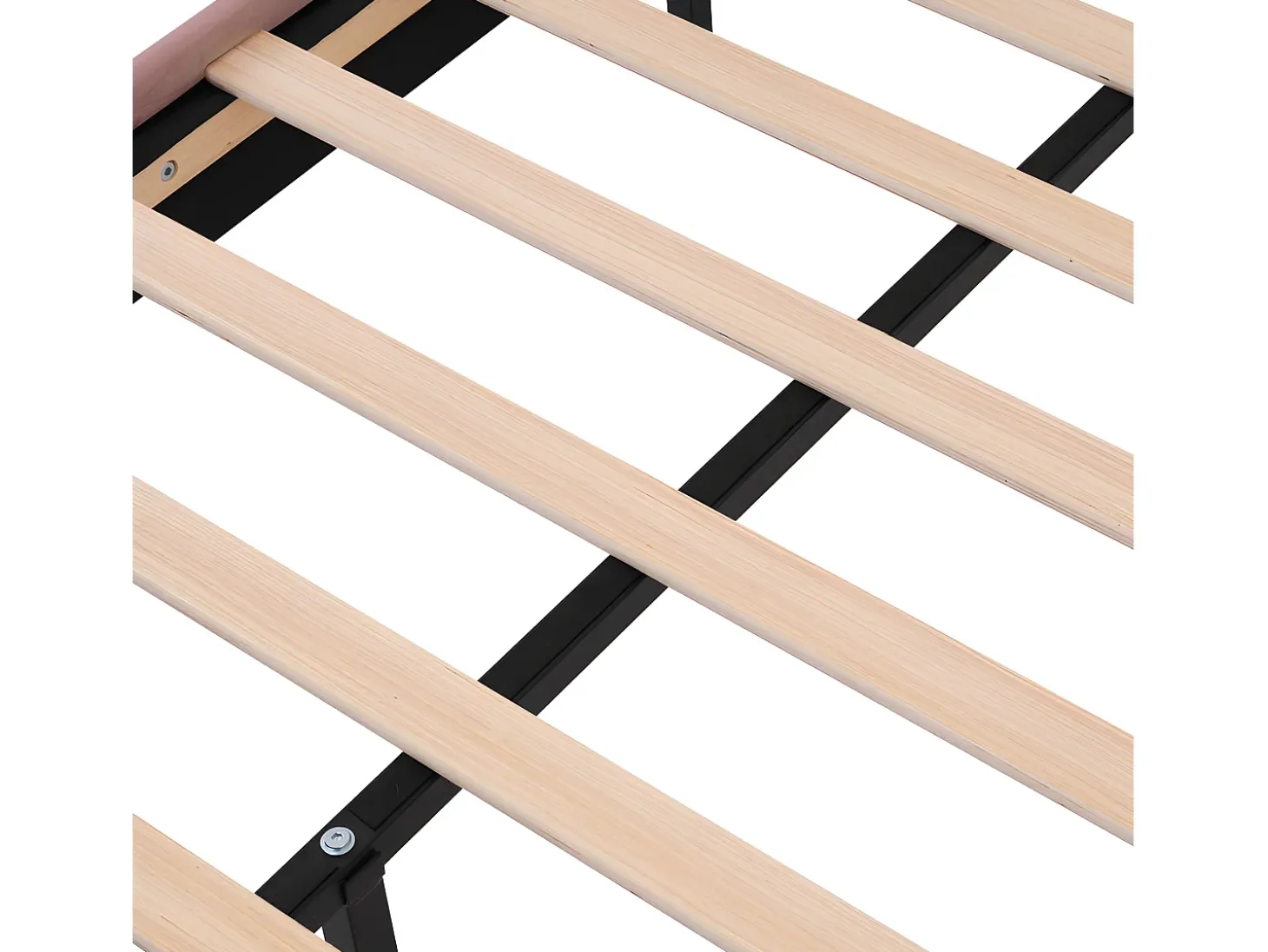 Cama 90x200cm estofada em veludo - com LED e base de ripas - Rosa