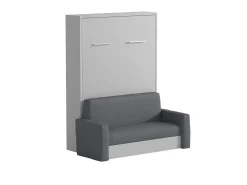 Cama-armário rebatível com sofá 140 x 200 cm branco e cinza + colchão - VACIALA II
