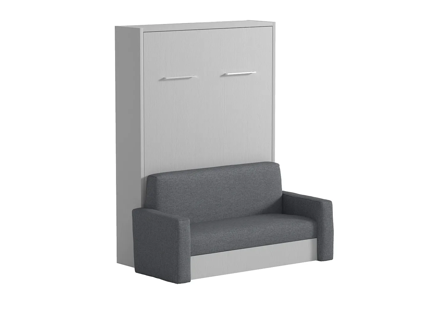 Cama-armário rebatível com sofá 140 x 200 cm branco e cinza + colchão - VACIALA II