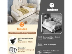 Cama-gavetão estofada - 90 x 200 cm + 90 x 190 cm - sofá-cama infantil - sem colchão - veludo - bege