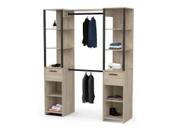 Camarim Gary de 2 colunas em estilo industrial em carvalho Kronberg/preto 160x200 cm