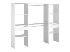 Camarim modular aberto branco personalizado com módulo D, 6 prateleiras, 2 gavetas, 220x180