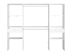 Camarim modular aberto branco personalizado com módulo D, 6 prateleiras, 2 gavetas, 220x180