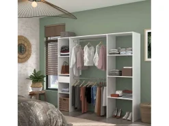 Camarim Modular Aberto Branco Módulo B+C 6 Prateleiras, Gaveta 198x180 cm