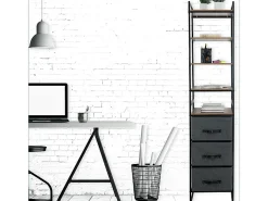 Camarim Modular Aberto Tissa Preto e Madeira 180x190 cm