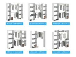 Camarim Modular Personalizado Branco com Módulo B, 3 Prateleiras e Bar 160x180 cm