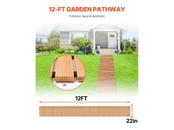Caminho de Jardim, SucceBuy, Caminho Reto de Madeira para Jardim (365 × 55 cm) – Modelo Extensível
