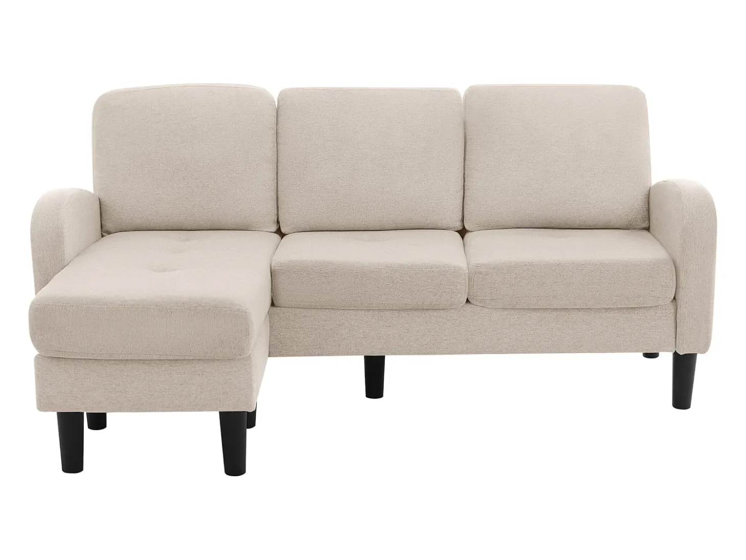 Canapé d'angle avec méridienne - 3 places - tissu en coton et lin - Beige