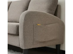 Canapé d'angle avec méridienne - 3 places - tissu en coton et lin - Gris anthracite