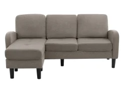 Canapé d'angle avec méridienne - 3 places - tissu en coton et lin - Gris anthracite