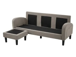 Canapé d'angle avec méridienne - 3 places - tissu en coton et lin - Gris anthracite