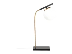 Candeeiro de mesa Art Déco em metal e globo em vidro YILDIZ - C. 25 x A. 55 cm - Preto