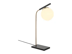 Candeeiro de mesa Art Déco em metal e globo em vidro YILDIZ - C. 25 x A. 55 cm - Preto