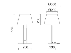 Candeeiro de mesa CLASSICAL estilo clássico-Alt. 55,5 cm- interior- aço/terra- ligado/desligado- cabo 2M- ecrã Ø30- E27- IP20