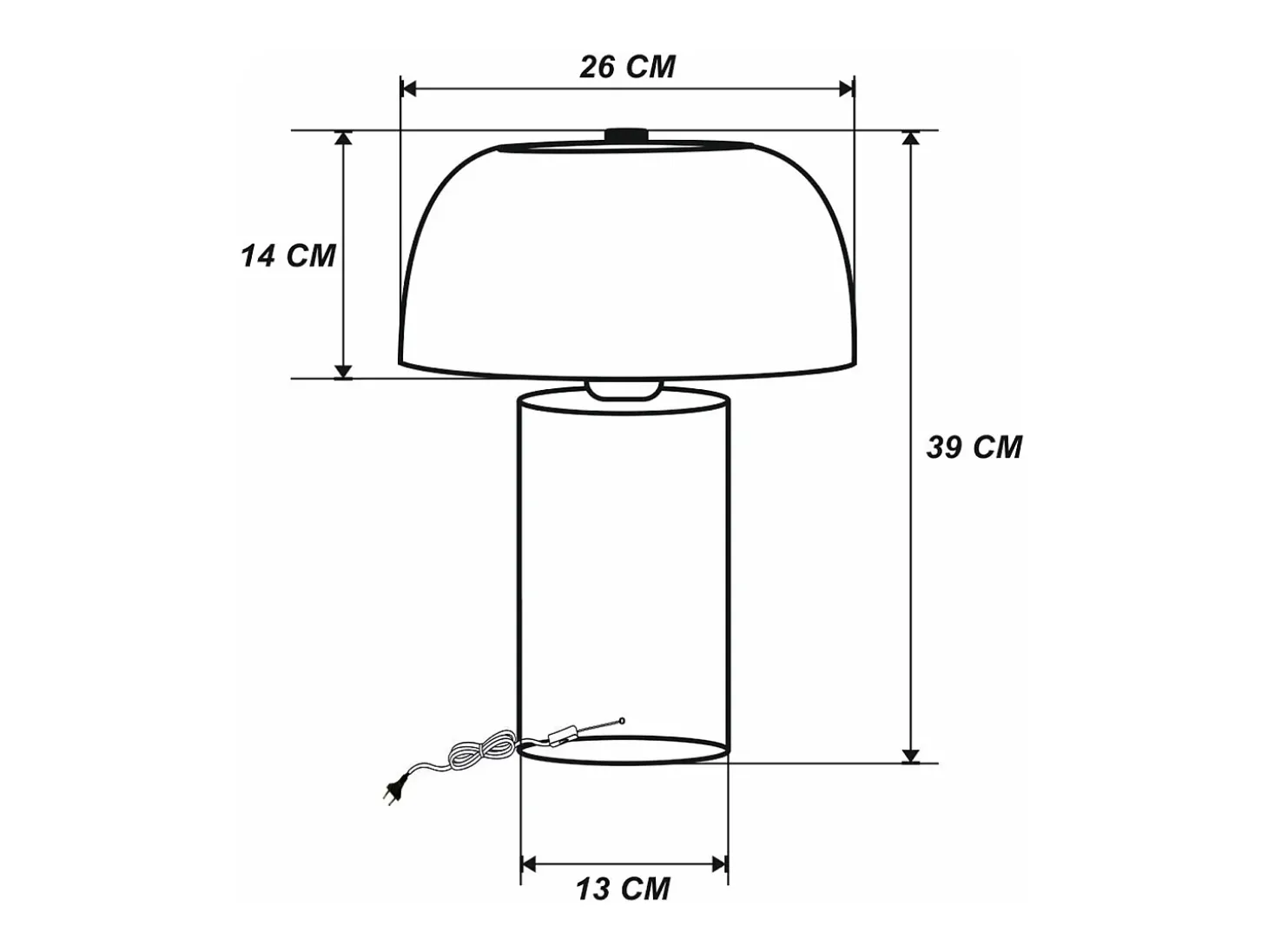 Candeeiro de mesa cogumelo em metal, D. 26 x A.39 cm, preto, WINDY