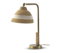 Candeeiro de mesa com abajur em fibra natural entrançada