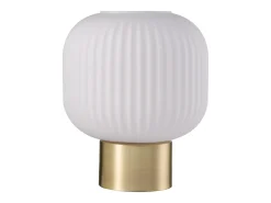 Candeeiro de mesa em latão dourado e vidro branco D.20 x H.20 cm - LOUXOR