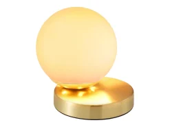candeeiro de mesa em latão escovado, L.16 x A.15 cm, Dourado e branco, SOFIA