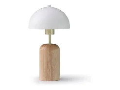 Candeeiro de mesa em madeira e metal D20XA35,5 cm natural e branco - TANTA