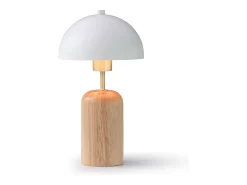 Candeeiro de mesa em madeira e metal D20XA35,5 cm natural e branco - TANTA