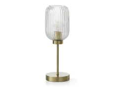 Candeeiro de mesa em metal e vidro canelado - L. 14 x P. 14 x A. 43,5 cm - Dourado - LOUXOR