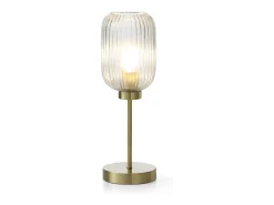 Candeeiro de mesa em metal e vidro canelado - L. 14 x P. 14 x A. 43,5 cm - Dourado - LOUXOR