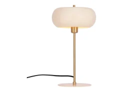 Candeeiro de mesa em metal, D. 26 x A.50 cm, Dourado e creme, KERRY