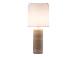Candeeiro de mesa em tecido e travertino D.25 x A.58 cm, Branco e natural, ZAPANA