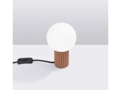 Candeeiro De Mesa Halo Moderno, Alumínio/Vidro - 1 Lichtbronnen - L.12 X H.19 Cm - Café
