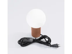 Candeeiro De Mesa Halo Moderno, Alumínio/Vidro - 1 Lichtbronnen - L.12 X H.19 Cm - Café