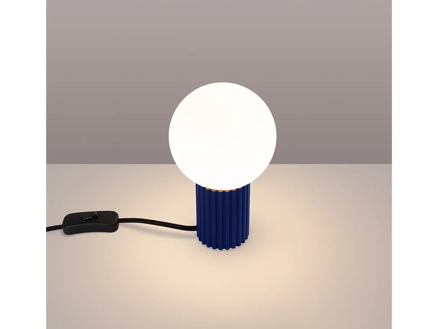 Candeeiro De Mesa Halo Moderno, Alumínio/Vidro - 1 Lichtbronnen - L.12 X H.19 Cm - Ultramarino