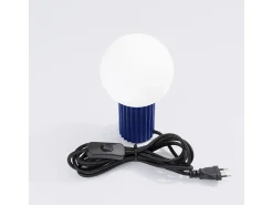 Candeeiro De Mesa Halo Moderno, Alumínio/Vidro - 1 Lichtbronnen - L.12 X H.19 Cm - Ultramarino