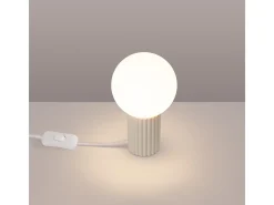 Candeeiro De Mesa Halo Moderno, Alumínio/Vidro - 1 Lichtbronnen - L.12 X H.19 Cm - Bege