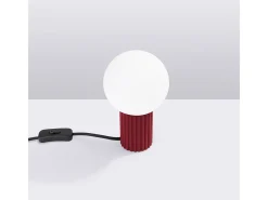 Candeeiro De Mesa Halo Moderno, Alumínio/Vidro - 1 Lichtbronnen - L.12 X H.19 Cm - Borgonha