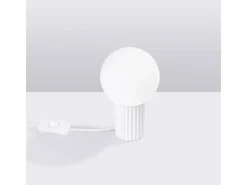 Candeeiro De Mesa Halo Moderno, Alumínio/Vidro - 1 Lichtbronnen - L.12 X H.19 Cm - Branco