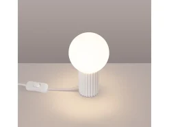 Candeeiro De Mesa Halo Moderno, Alumínio/Vidro - 1 Lichtbronnen - L.12 X H.19 Cm - Branco