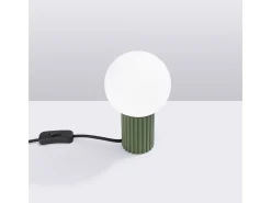 Candeeiro De Mesa Halo Moderno, Alumínio/Vidro - 1 Lichtbronnen - L.12 X H.19 Cm - Verde Oliva